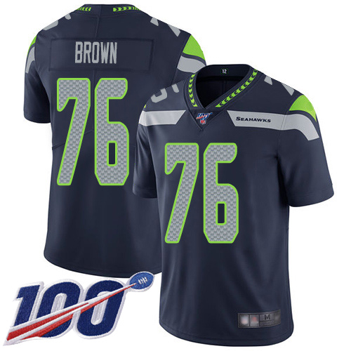Seattle Seahawks Limited Navy Blue Men Duane Brown Home Jersey NFL Football #76 100th Season Vapor Untouchable->youth nfl jersey->Youth Jersey